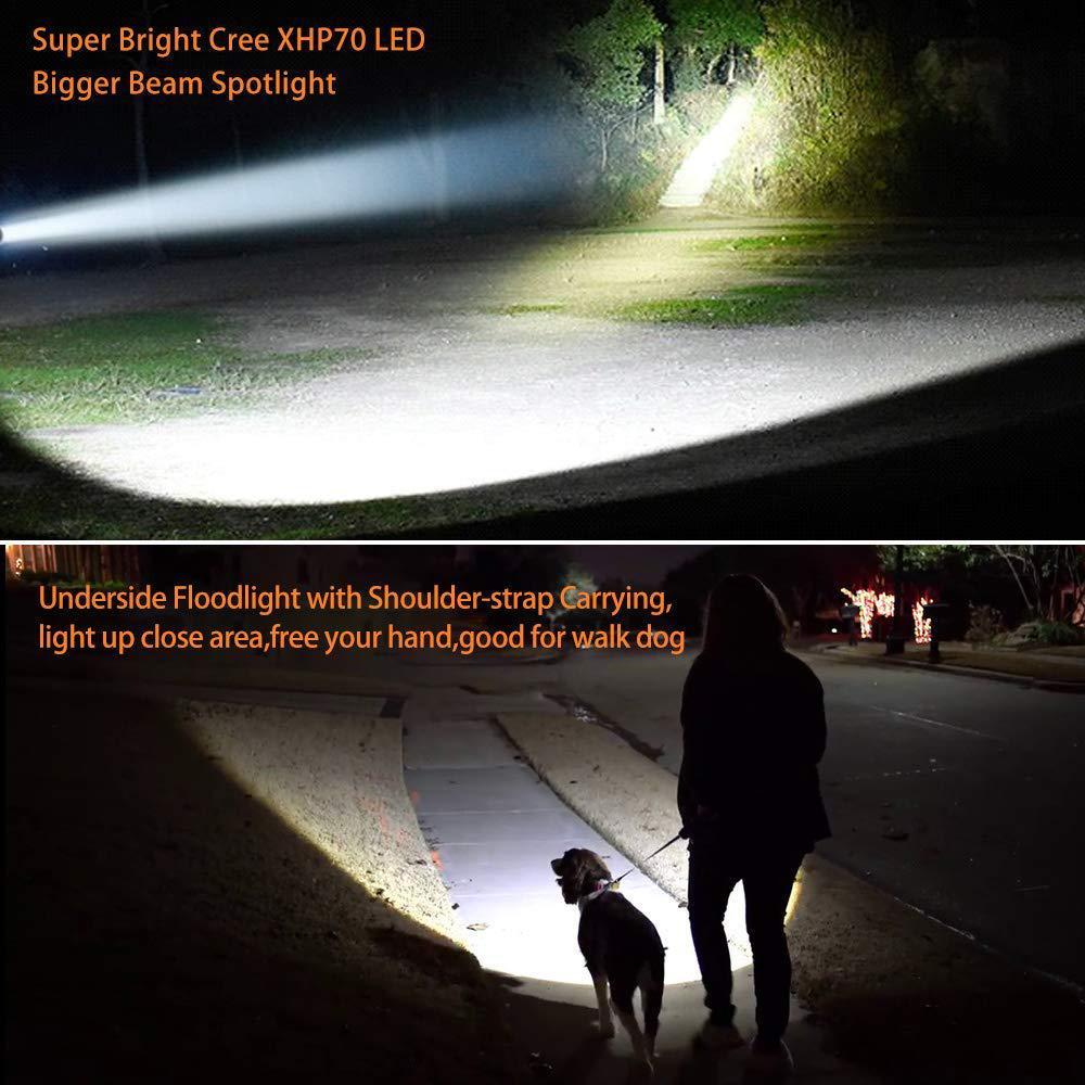 geprosma super bright led large 4 battery 10000mah searchlight handheld spotlight flashlight usb rechargeable high lumens pow