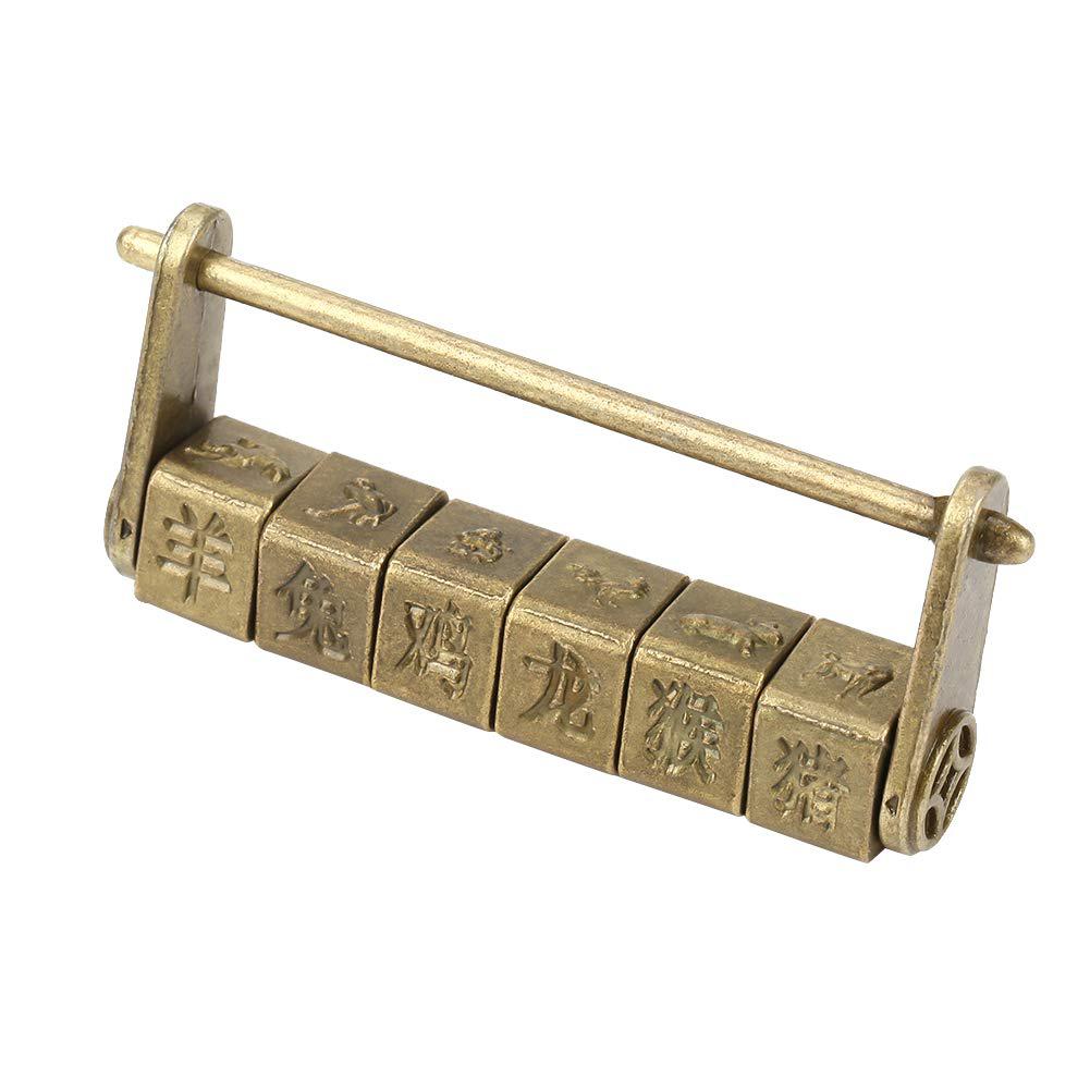 Eujgoov retro zinc vintage antique chinese old jewelry code password lock  padlock lock jewelry box padlock hardware