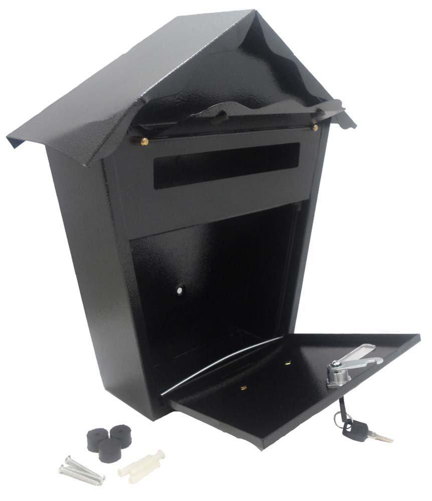 toolusa all metal locking mail box with a-frame roof that mounts to the wall