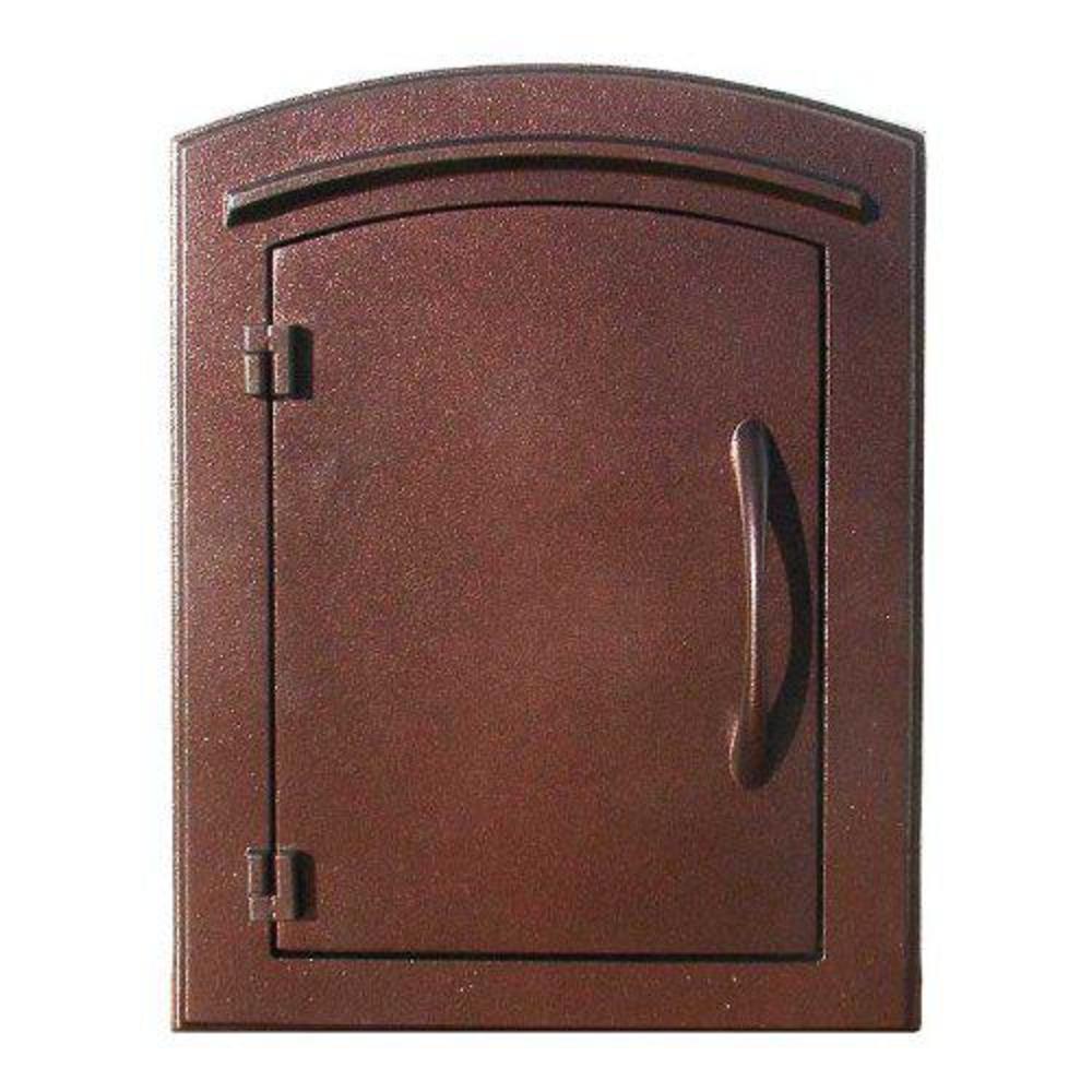 qualarc man-1400-ac manchester column mount cast aluminum mailbox with plain door, antique copper