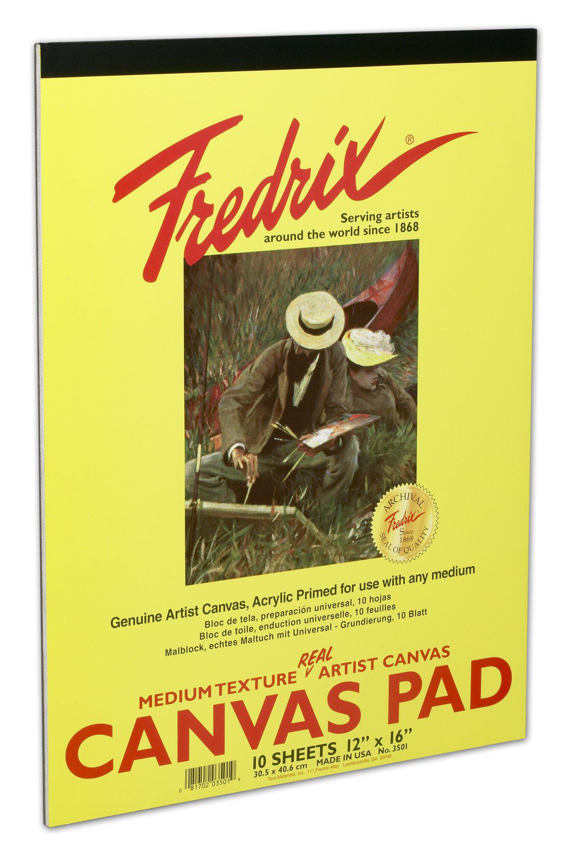fredrix 3503 white canvas pad, 18" x 24" white canvas, primed and ready for use with any medium, sturdy, can be mounted when 