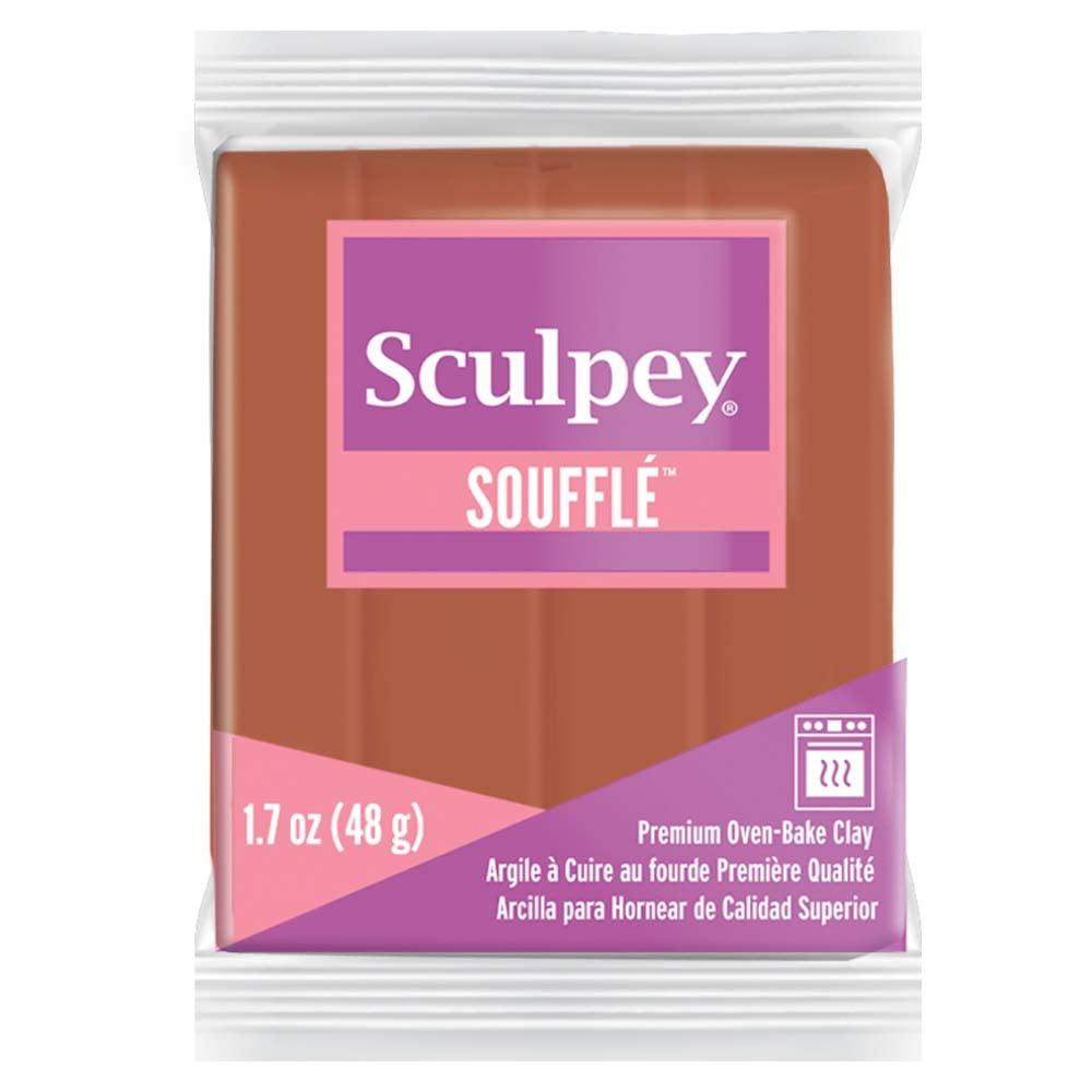 Polyform sculpey souffl polymer oven-bake clay, cinnamon brown, non toxic, 1.7 oz. bar, great for jewelry making, holiday, diy, mixed 