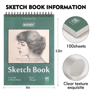 batkev 9 x 12 inches sketchbook 100 sheets, thick drawing paper sketch  drawing paper sketch pad