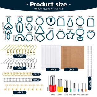 fuxiste 142 pcs polymer clay cutters, 24 shapes clay earring cutters with  earring hooks, polymer clay