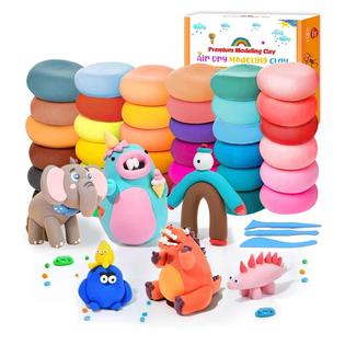 beandoo air dry clay for kids, air dry clay 24 colors, modeling clay for  kids with play mat & 3 sculpting tools, clay non toxic, soft
