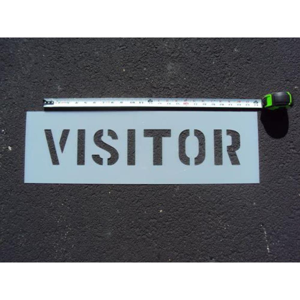 American Striping 4" visitor parking lot stencil - actual 4 inch tall letters. 3" wide. 1" spacing. spans 22". wider font = easy to read from a