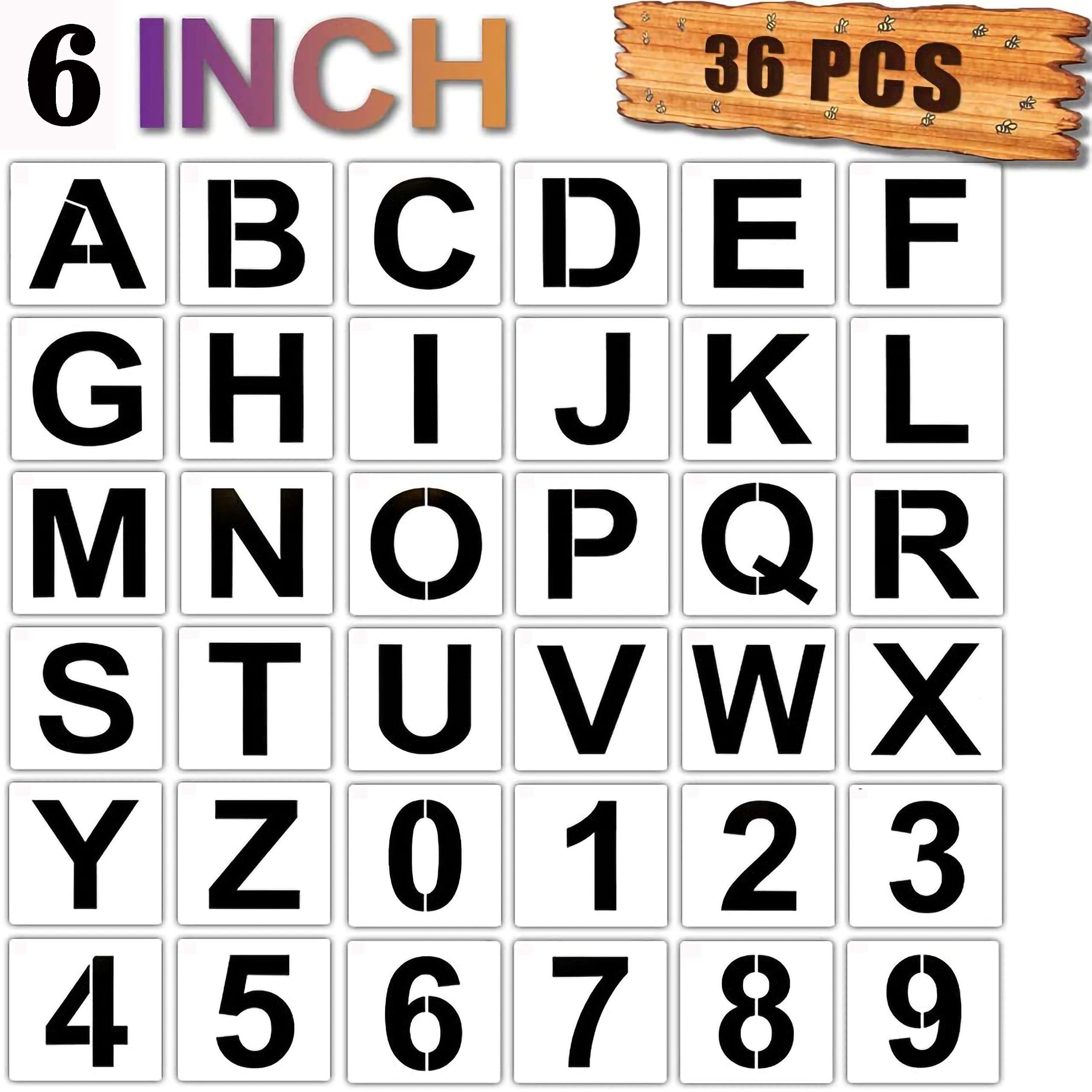 Manbl manbl 36 pcs alphabet letter stencils for painting on wood, 6 inch  reusable plastic letter and number stencils templates for