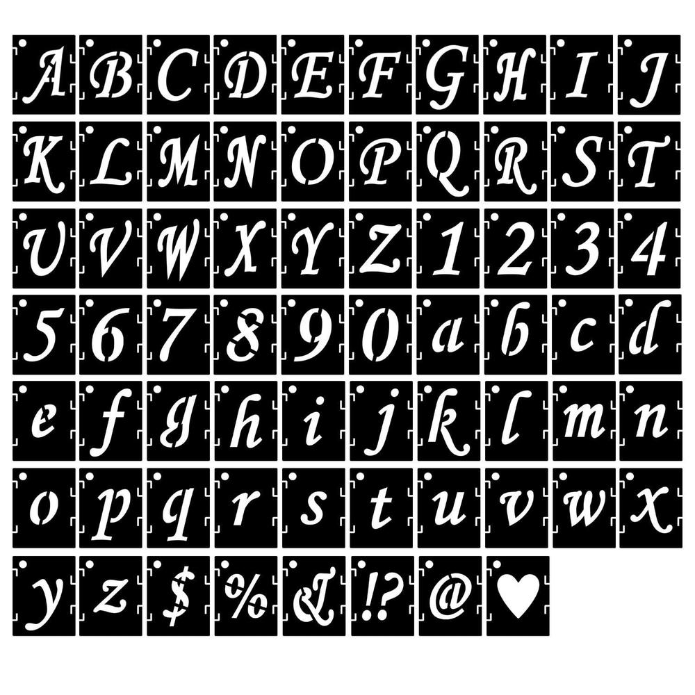eage alphabet letter stencils 1 inch, 68 pcs reusable plastic letter