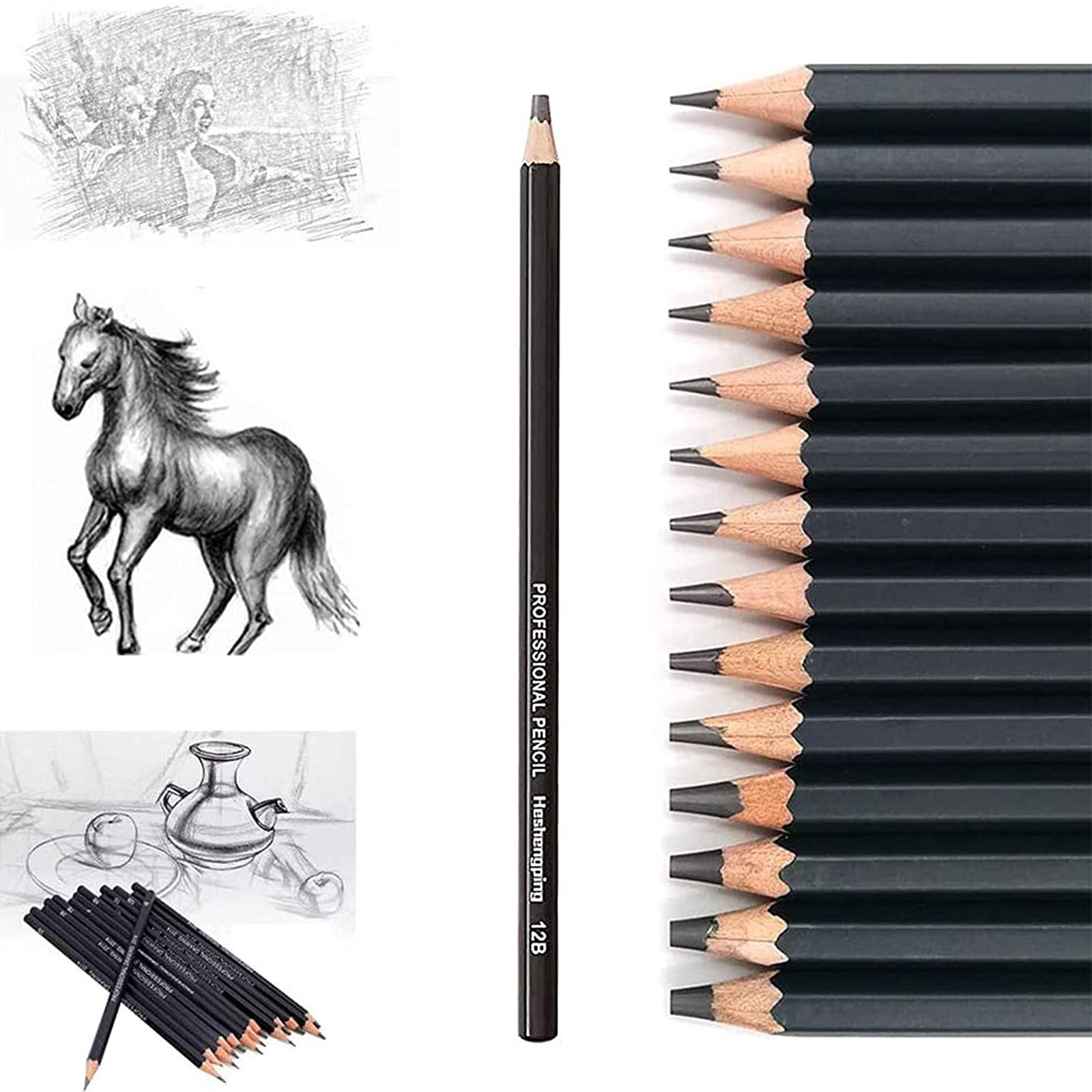 Heshengping heshengping, drawing sketch pencil set 14pcs sketching pencils  12b 10b 8b 7b 6b 5b 4b 3b 2b b hb 2h 4h 6h graphite pencils fo