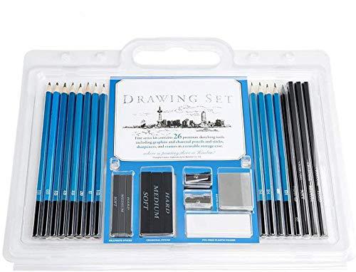 YOTINO yotino 26 pieces professional art kit - artist drawing and sketching  pencil set with pencils, erasers, sharpeners and graphit