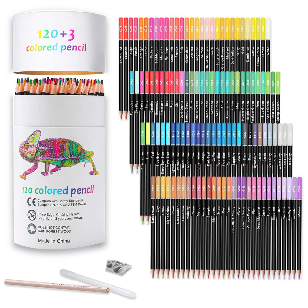 kalour premium colored pencils,set of 120 colors,artists soft core with vibrant color,ideal for drawing sketching shading,col
