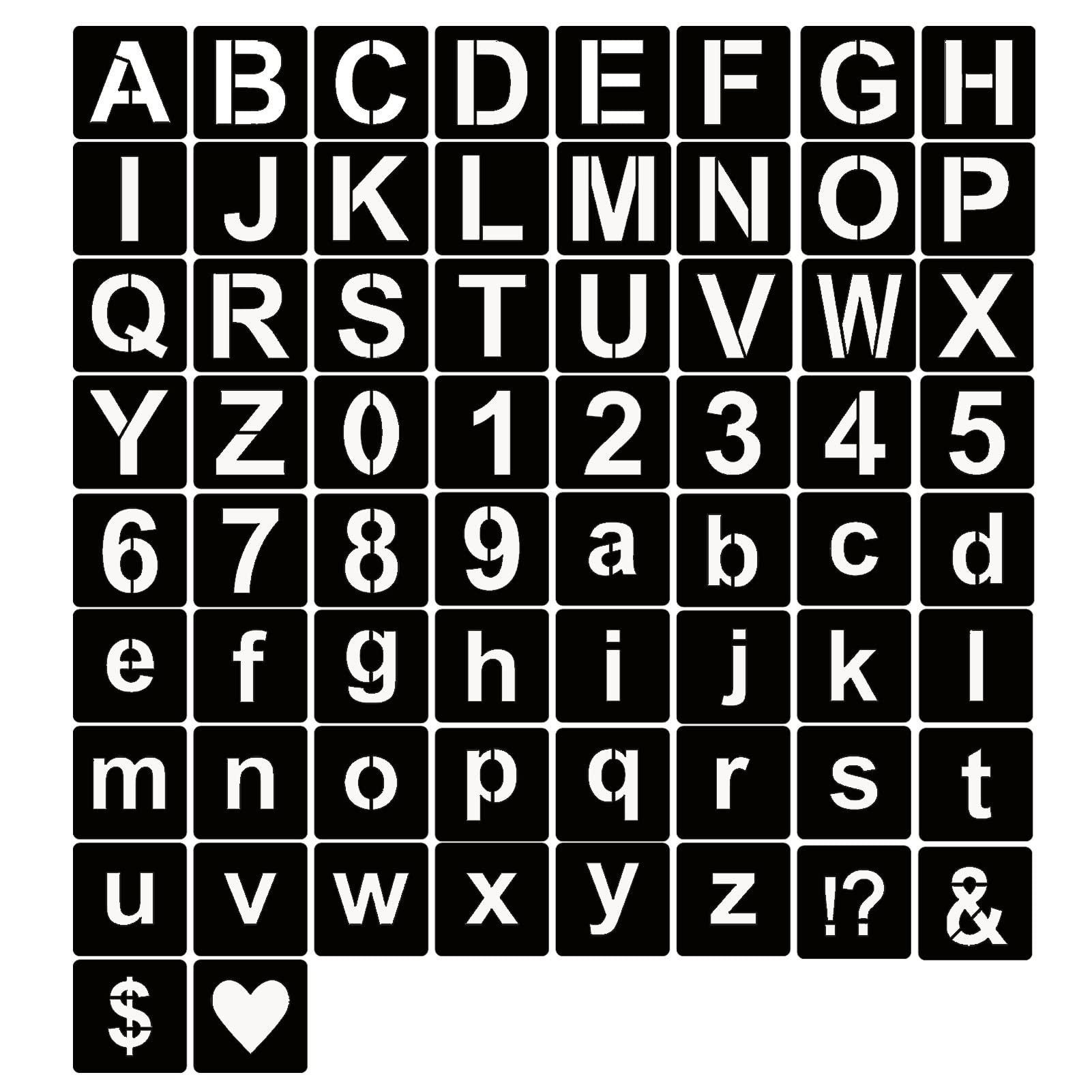 YEAJON 2.5 inch Letter Stencils Symbol Numbers Craft Stencils, 66 Pcs Reusable Plastic Alphabet Templates for Painting on Woo