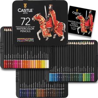 Castle Art Supplies castle art supplies 72 watercolor pencils set, vibrant  pigments for blending, drawing and painting