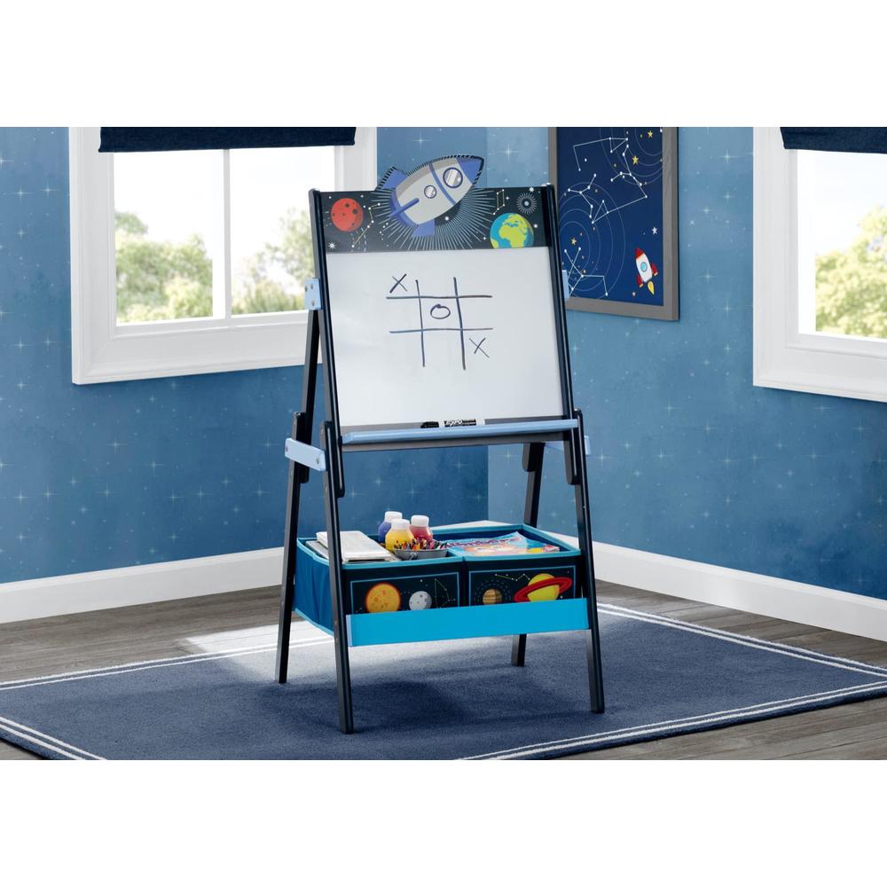 delta children space adventures wooden activity easel with storage - ideal for arts & crafts, drawing, homeschooling and more