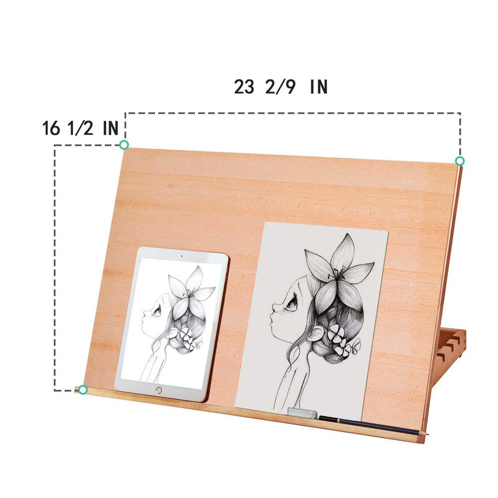 falling in art large 5-position wood drafting table easel drawing and sketching board, 23 2/9 inches by 16 1/2 inches