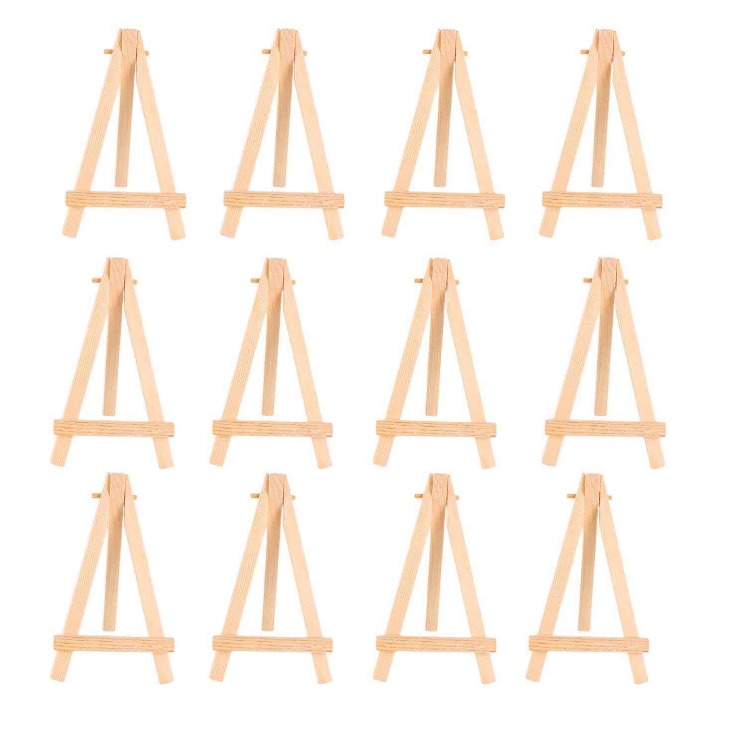 lmip 12 pack 5 inch mini wooden display stand, triangle art craft painting  easel, desk stand for small canvas, kids crafts, b