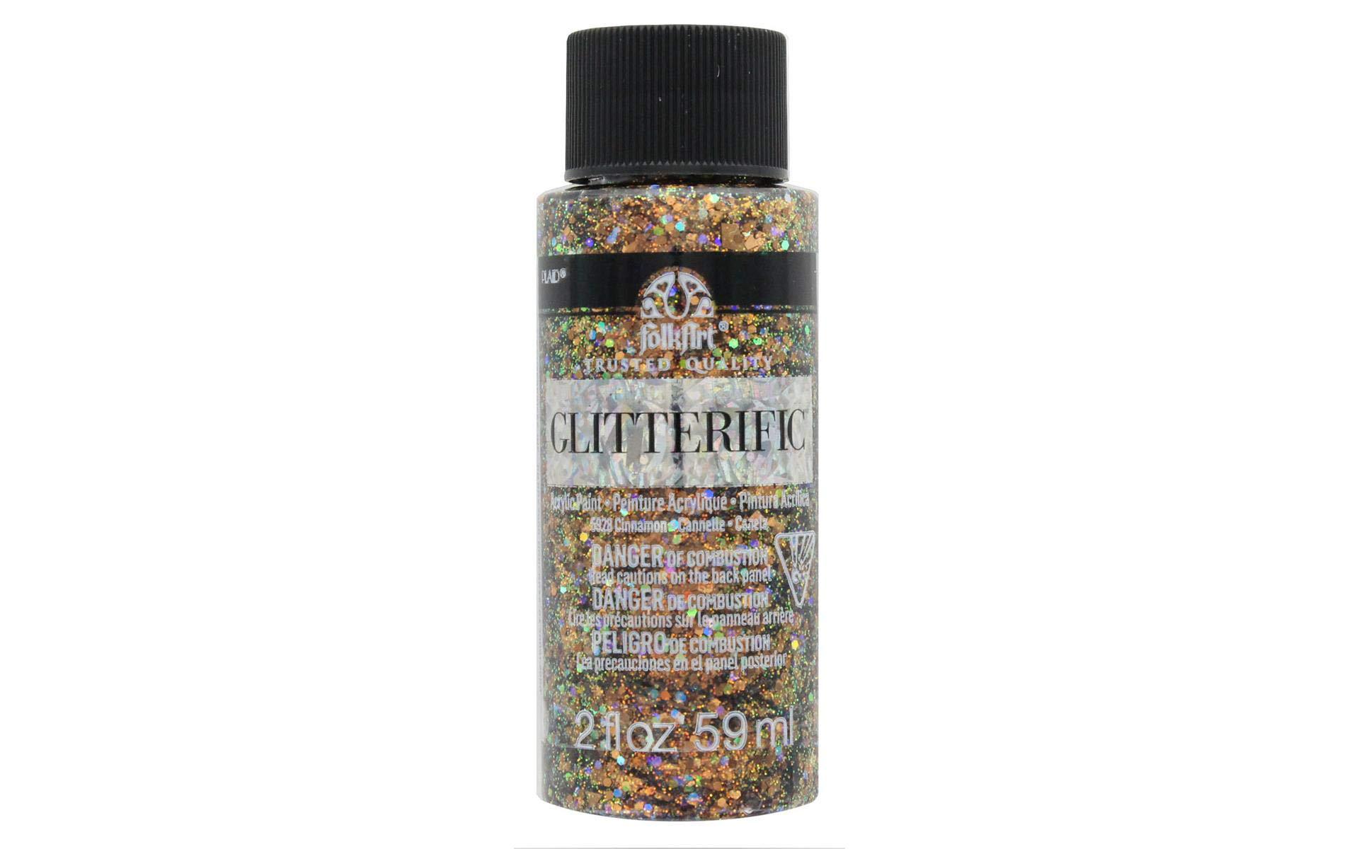 plaid:craft folkart glitterific glitter paint 2oz-cinnamon