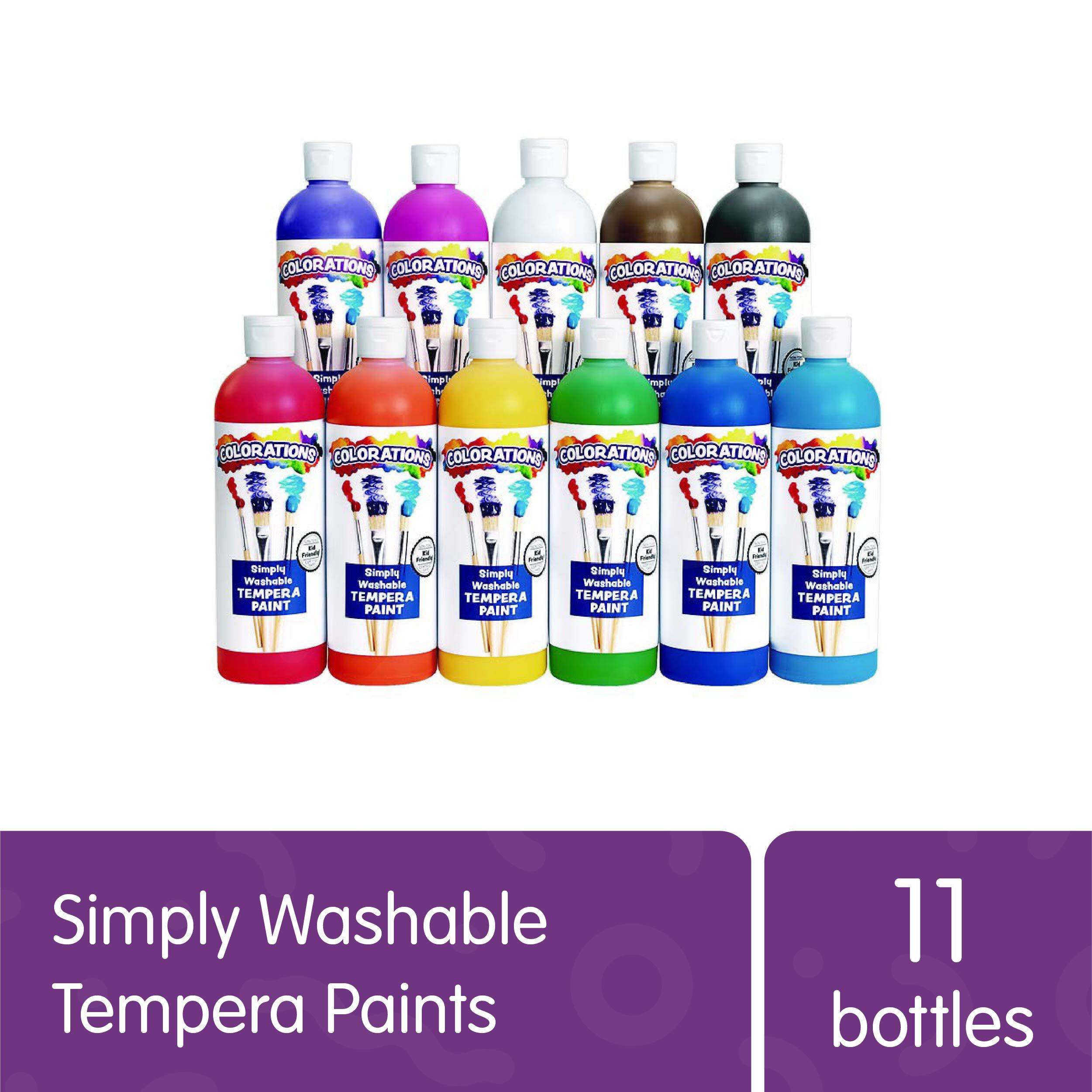 colorations - swt16 simply washable tempera paints, 16 fl oz, set of 11 colors, non toxic, vibrant, bold, kids paint, craft, 