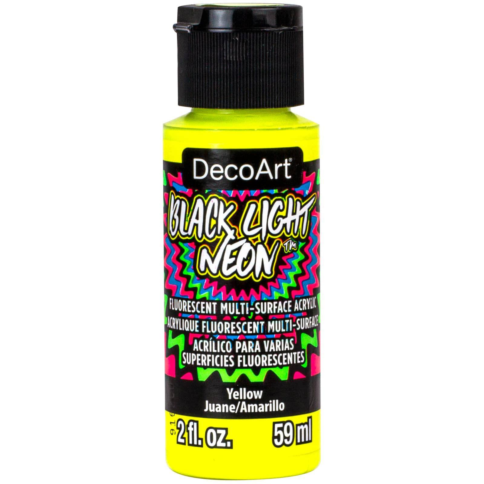 Deco Art 12 pack: decoart black light neon fluorescent multi-surface acrylic paint, 2oz.