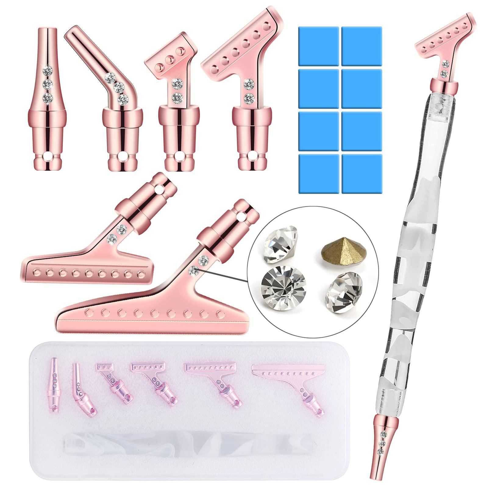 MLGDA 17 pcs diamond painting pen metal pen tips tools kits,includ  ergonomic resin diamond art pen,6 pcs 45 replacement metal tip,8
