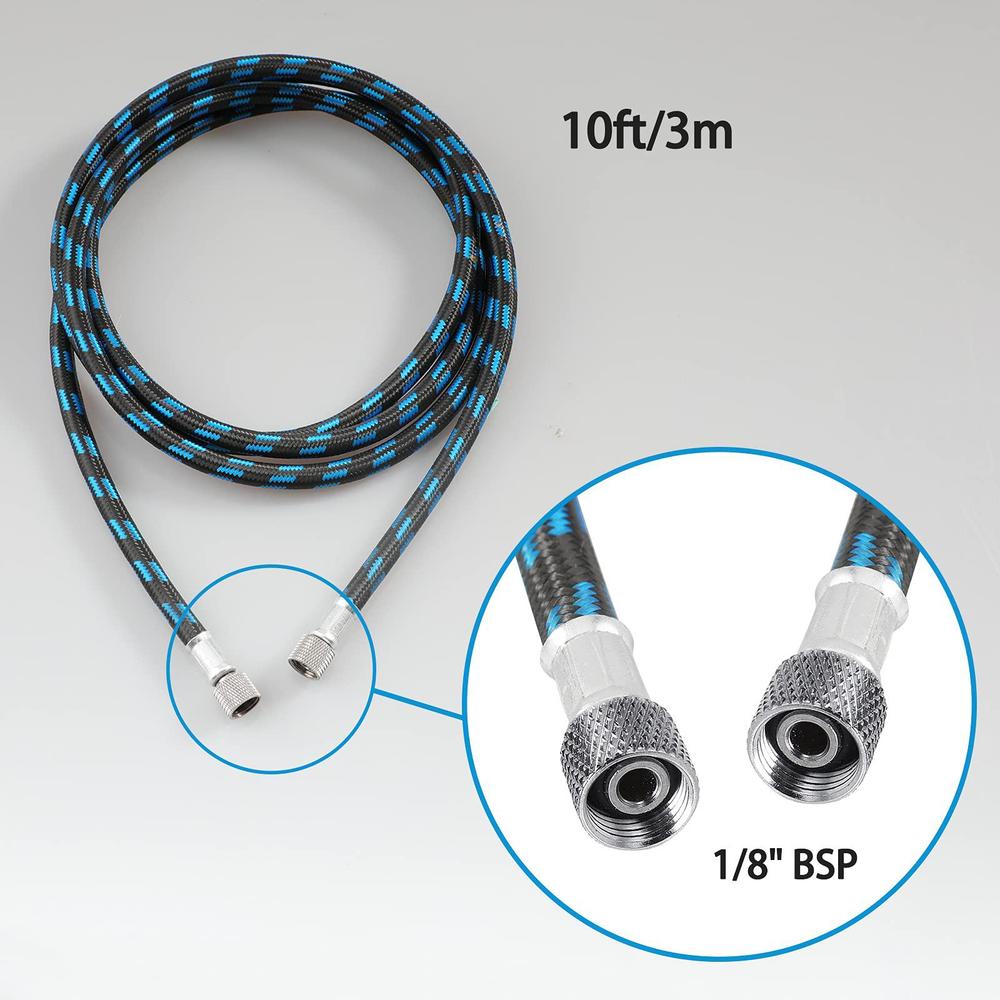 sagud airbrush hose 10 foot nylon braided air hose with 1/8 size on both  end and adapter 1/8 male