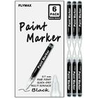 Flymax black acrylic paint pen, 6 pack 0.7mm acrylic black