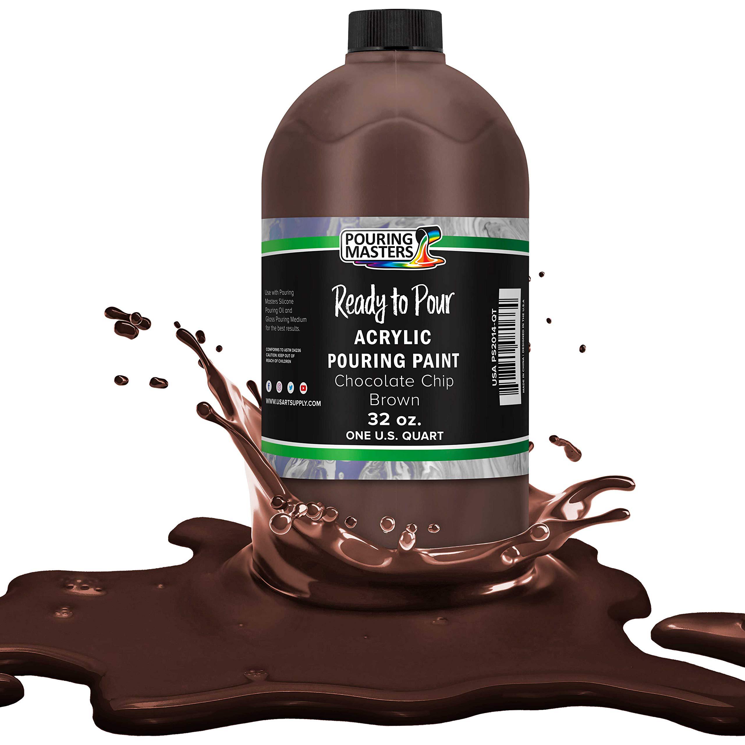 U.S. Art Supply pouring masters chocolate brown acrylic ready to pour pouring paint - premium 32-ounce pre-mixed water-based - for canvas, wo