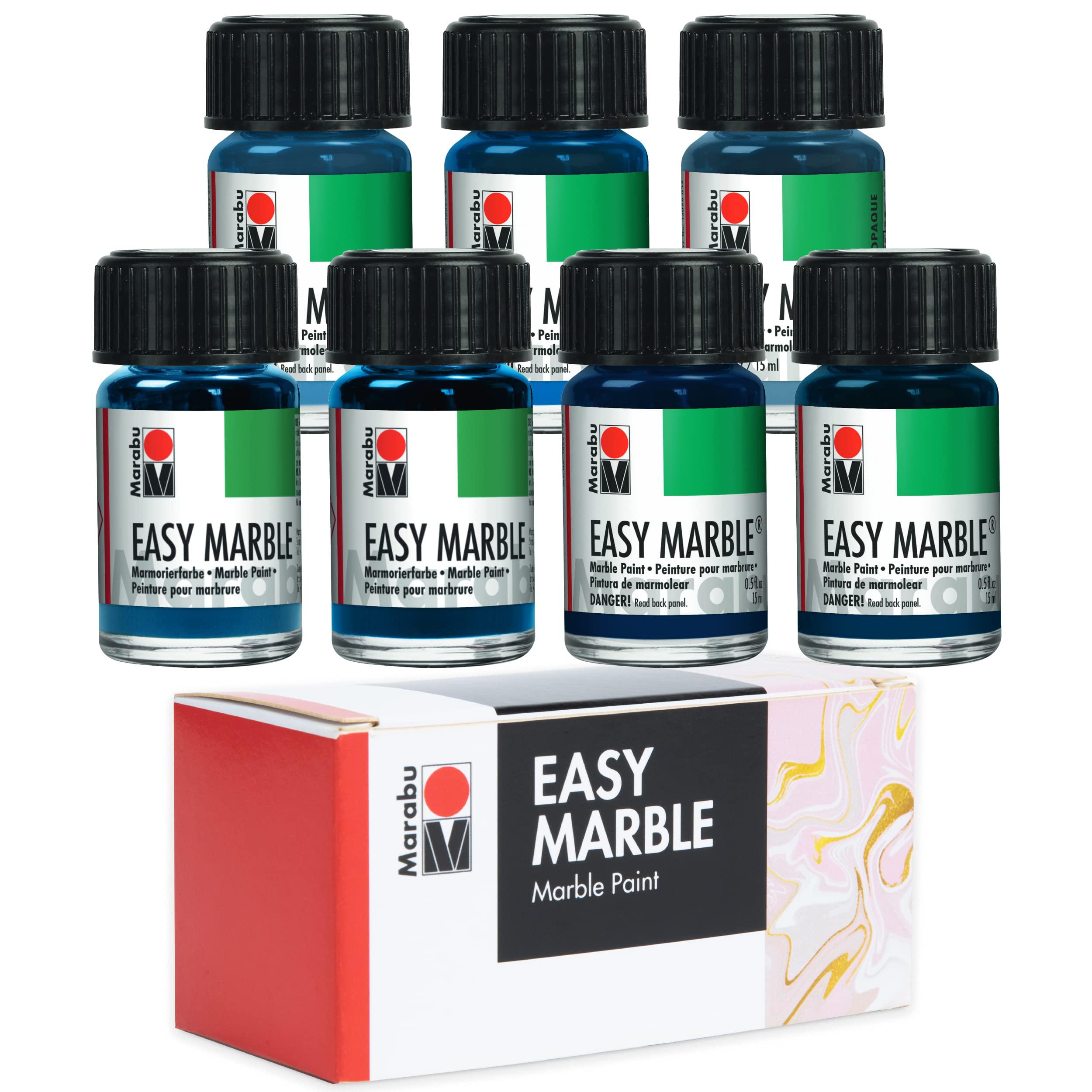 Marabu marabu easy marble paint set - blue colors - marbling paint kit for  kids and adults - water art kit for hydro dipping, tumble