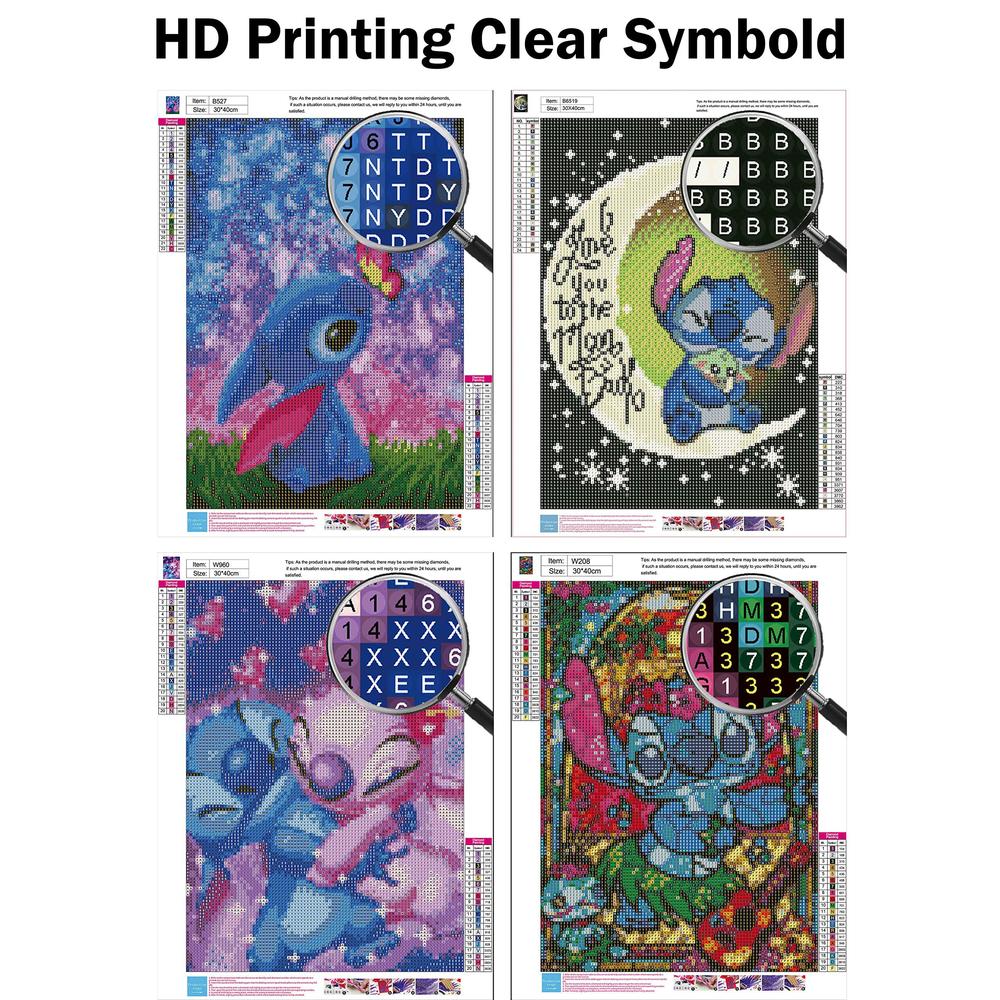 hkejoi stitch diamond painting kits,stitch diamond art kits 4 pack,diy 5d  stitch diamond painting 4 pack,home wall decor and