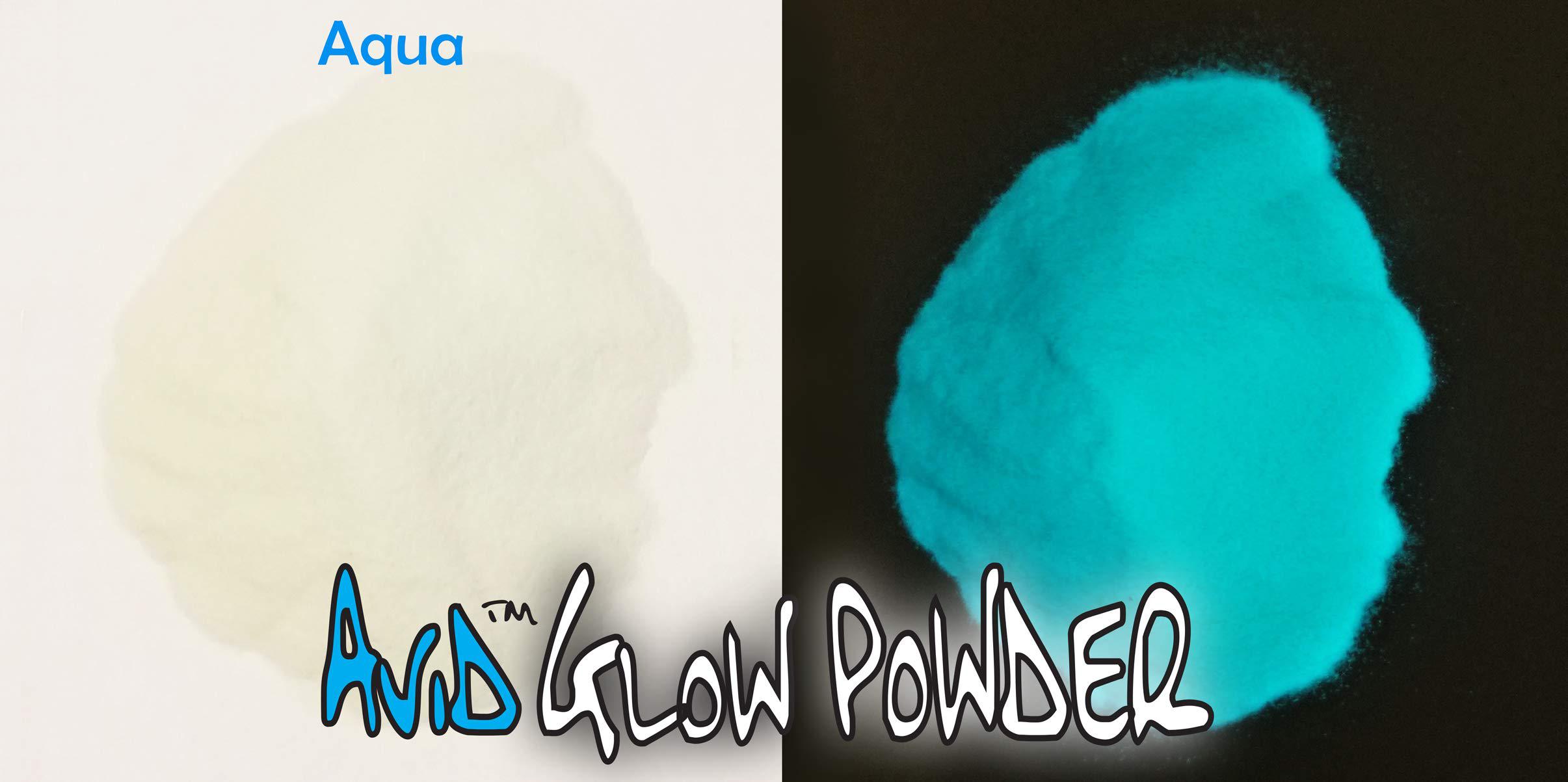 The Avid Colorist aqua glow powder-2.9oz (80g) neutral in daylight blue/green glow in the dark pigment powder for resin, slime, nail polish, pa