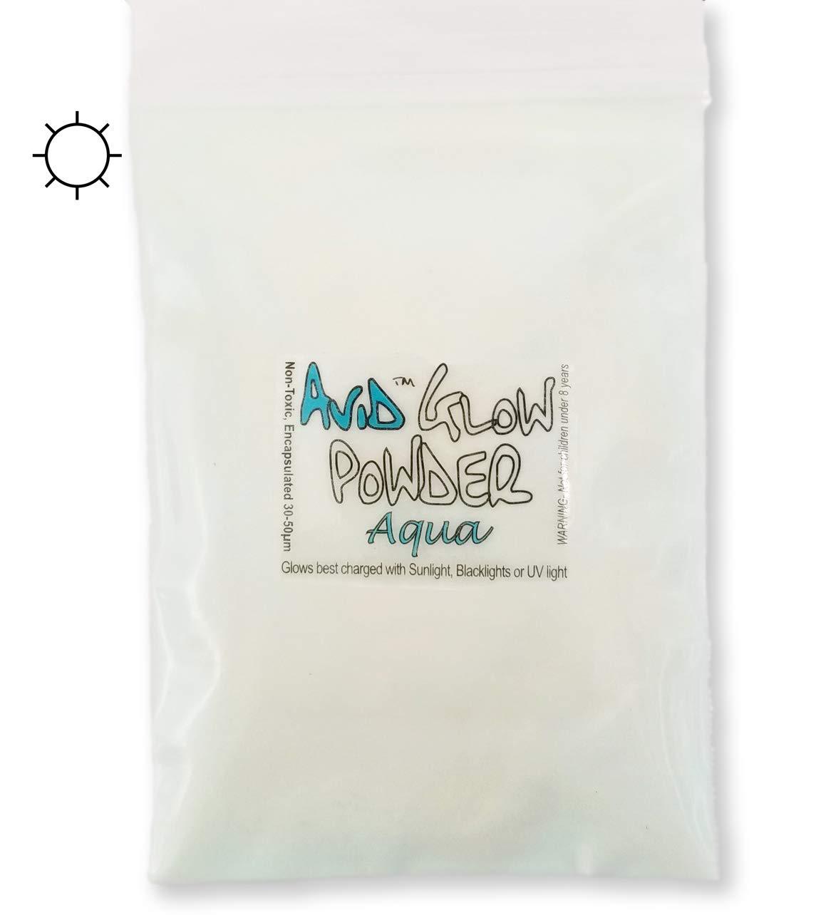 The Avid Colorist aqua glow powder-2.9oz (80g) neutral in daylight blue/green glow in the dark pigment powder for resin, slime, nail polish, pa