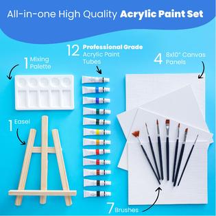 RISEBRITE acrylic paint set with canvas painting kit for adults painting set  with easel, premium painting