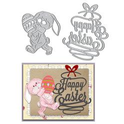Hying easter bunny frame cutting dies for card making and photo album decorations, easter eggs dies cuts stencils embossing templat