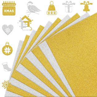 FEILIBAY 20 Sheets Gold and Silver Glitter Cardstock Paper, A4 Size Glitter Paper for Crafts, Birthday and Wedding Party Deco