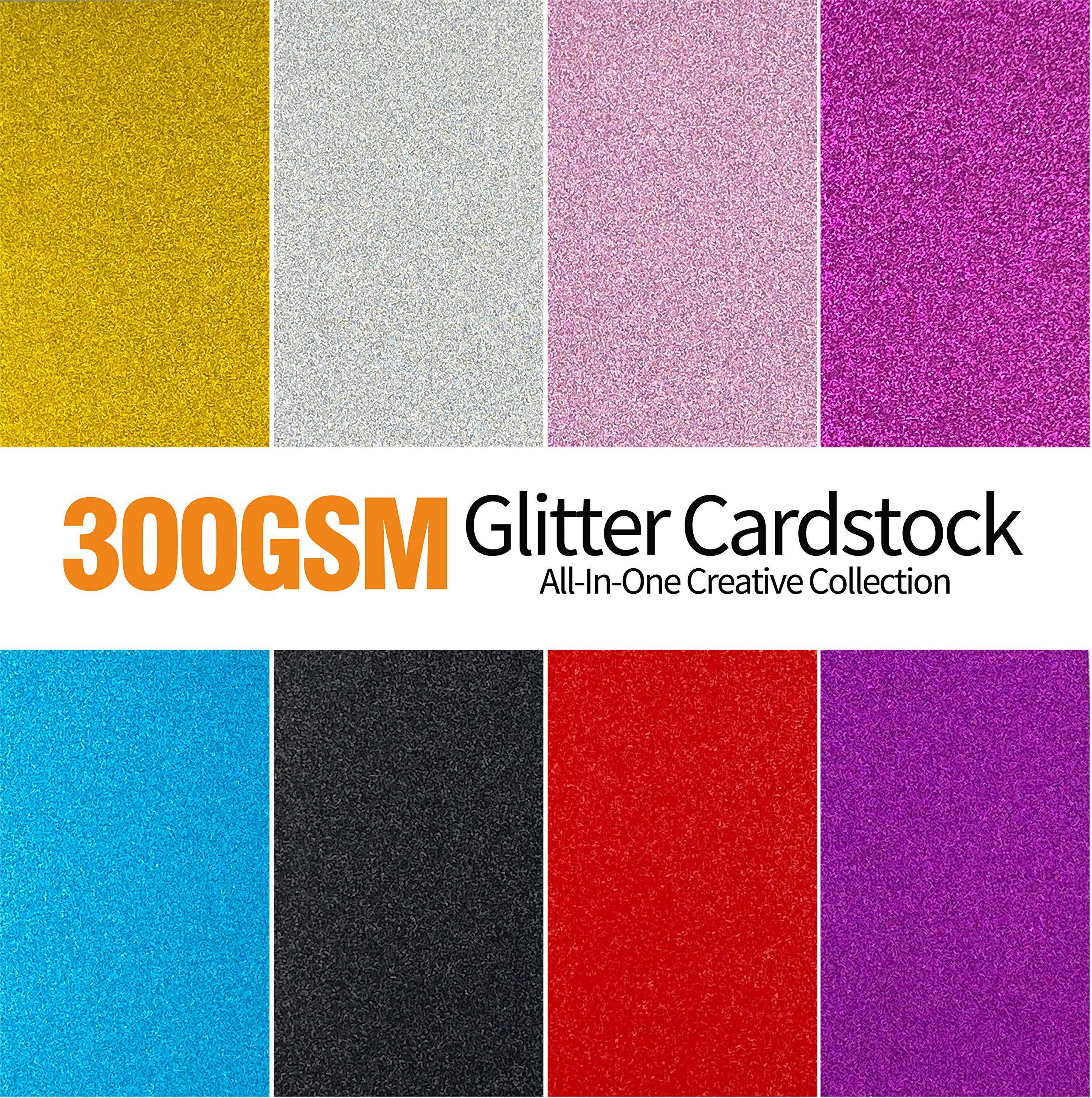 toolbuddy heavyweight glitter cardstock paper - 110lb. / 300gsm - 50 sheets  a4 colored craft card stock for craft