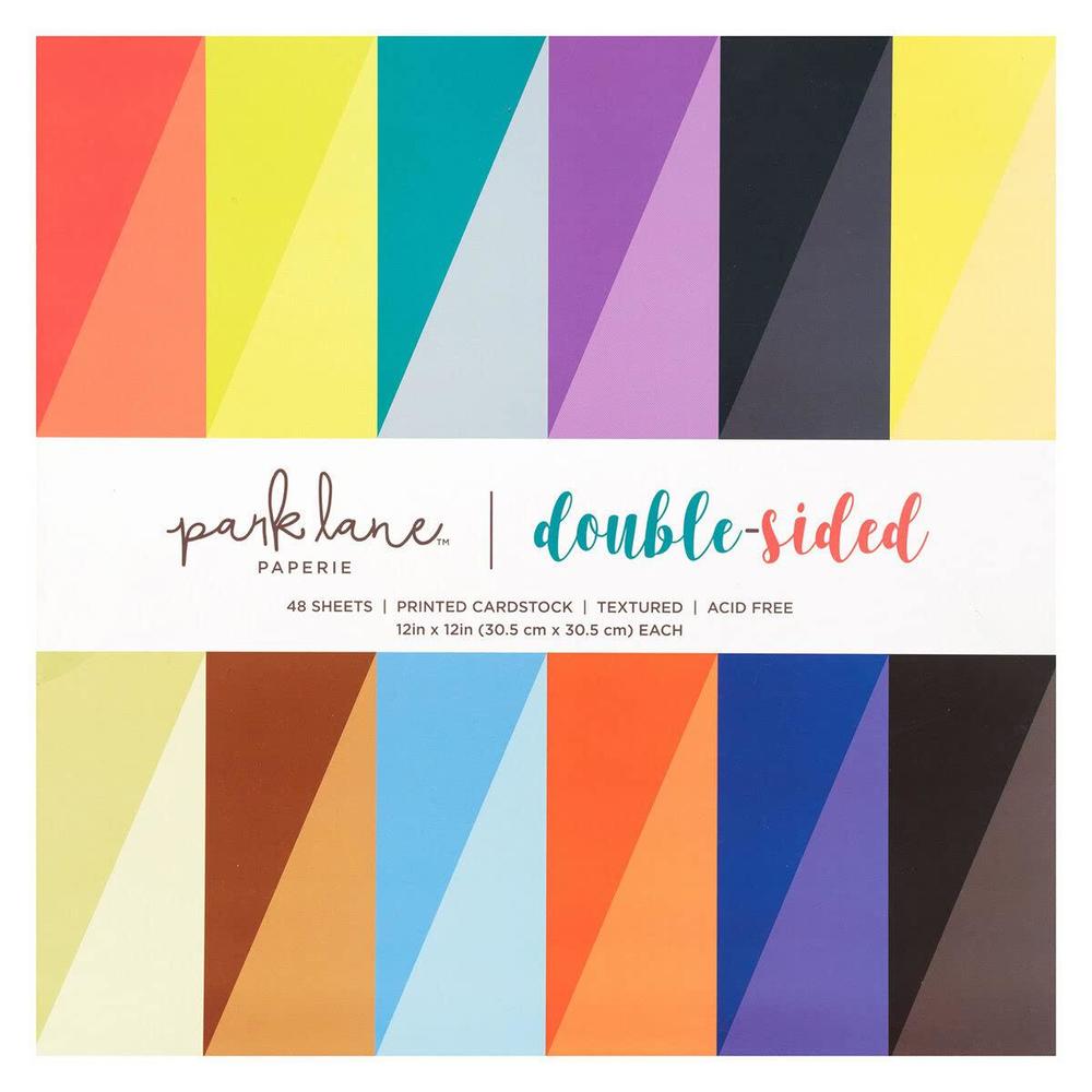 Park Lane 12x12 cardstock paper, 48 sheets - double sided multi colored cardstock, textured sheets - thick scrapbook paper for crafts a