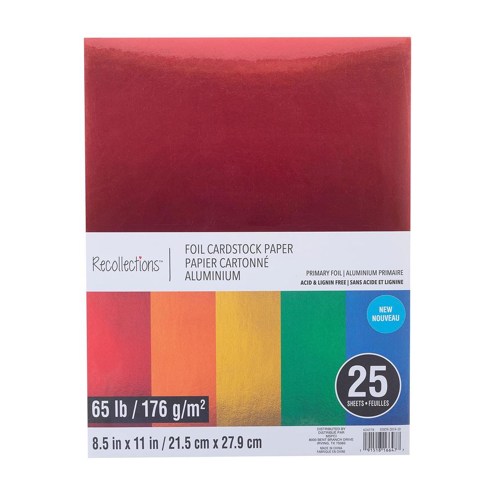 Recollections michaels bulk 12 packs: 25 ct. (300 total) primary foil 8.5; x 11; cardstock paper by recollections