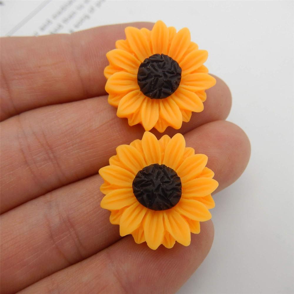 WAY DENG 40-pack resin sunflowers embellishments flat back cabochons for art projects jewelry making diy scrapbooking crafting ornamen