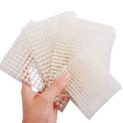 Setaria Viridis 1350pcs beige half round faux pearls stickers self-adhesive pearl stickers flat back pearl stick on white pearl appliques emb