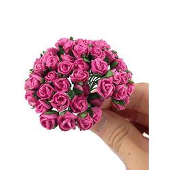 Mr_air_thai_Artificial_Flowers 1 bundle of 50pc pink artificial flowers paper rose flower wedding card embellishment scrapbook craft l-218