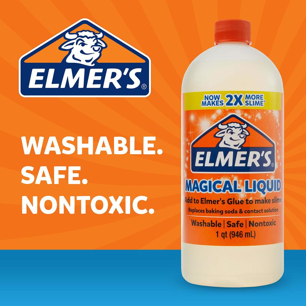 elmer's slime activator magical liquid slime activator solution, updated formula for twice as much slime, (1 quart)