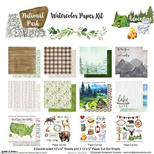 scrapbook customs national park watercolor paper scrapbook kit, outdoors coloring