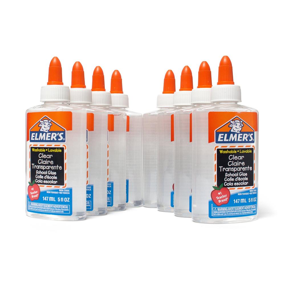 elmer's liquid school glue, clear, washable, 5 ounces, 8 count - great for  making slime