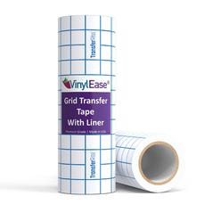 vinyl ease 12 inch x 50 feet roll of clear vinyl transfer tape with grid is a medium tack adhesive, 1 inch grid. american mad