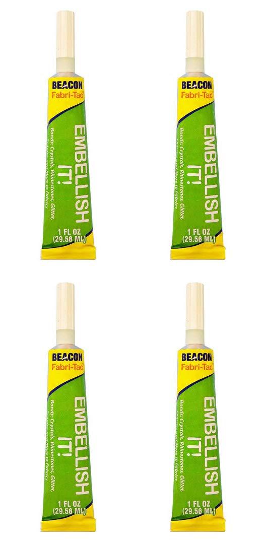 beacon embellish it! adhesive for decorating clothes, purses, shoes, cell phones, glasses, 4-pack