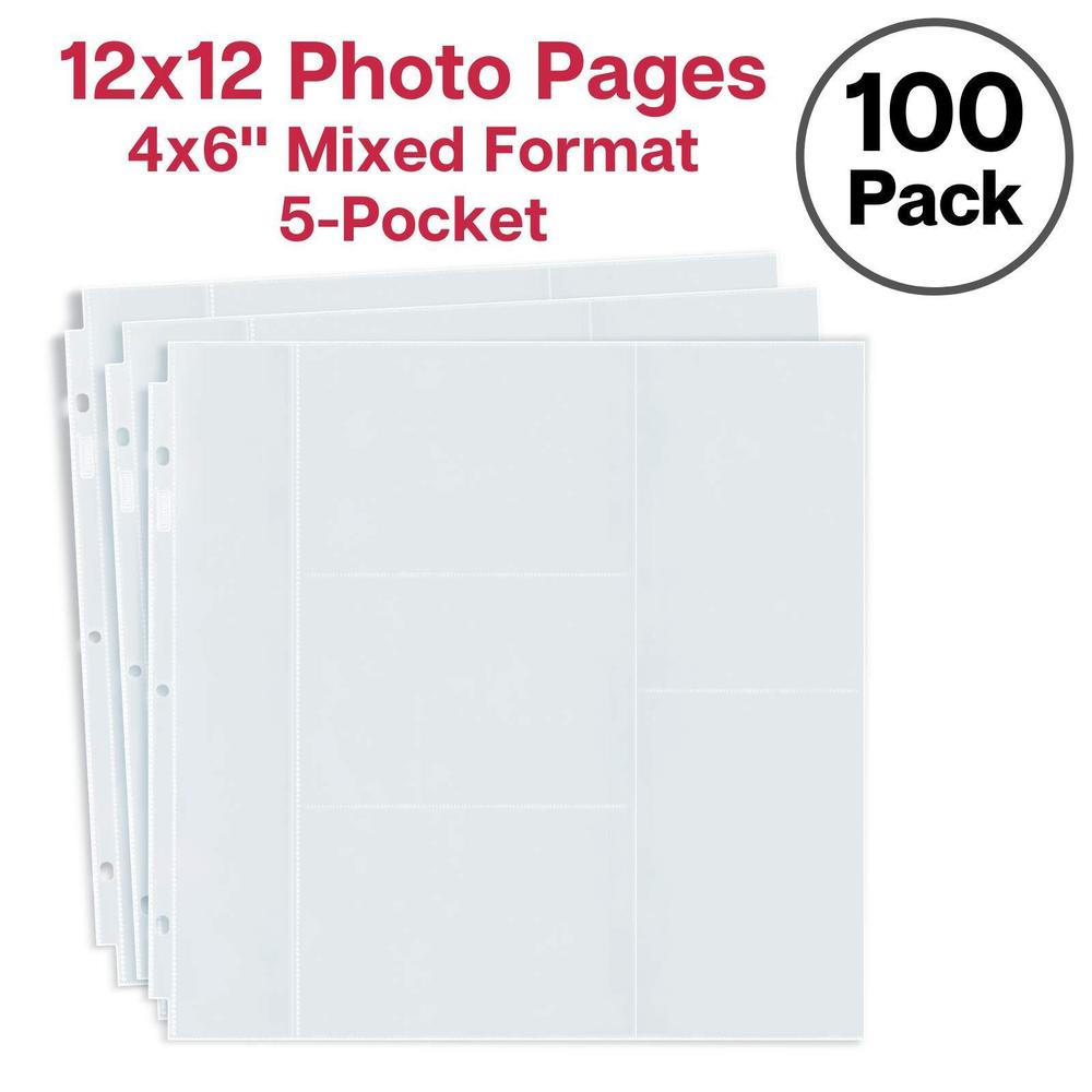 dunwell photo album refill pages 12x12 (4x6 mixed, 100 pack) holds