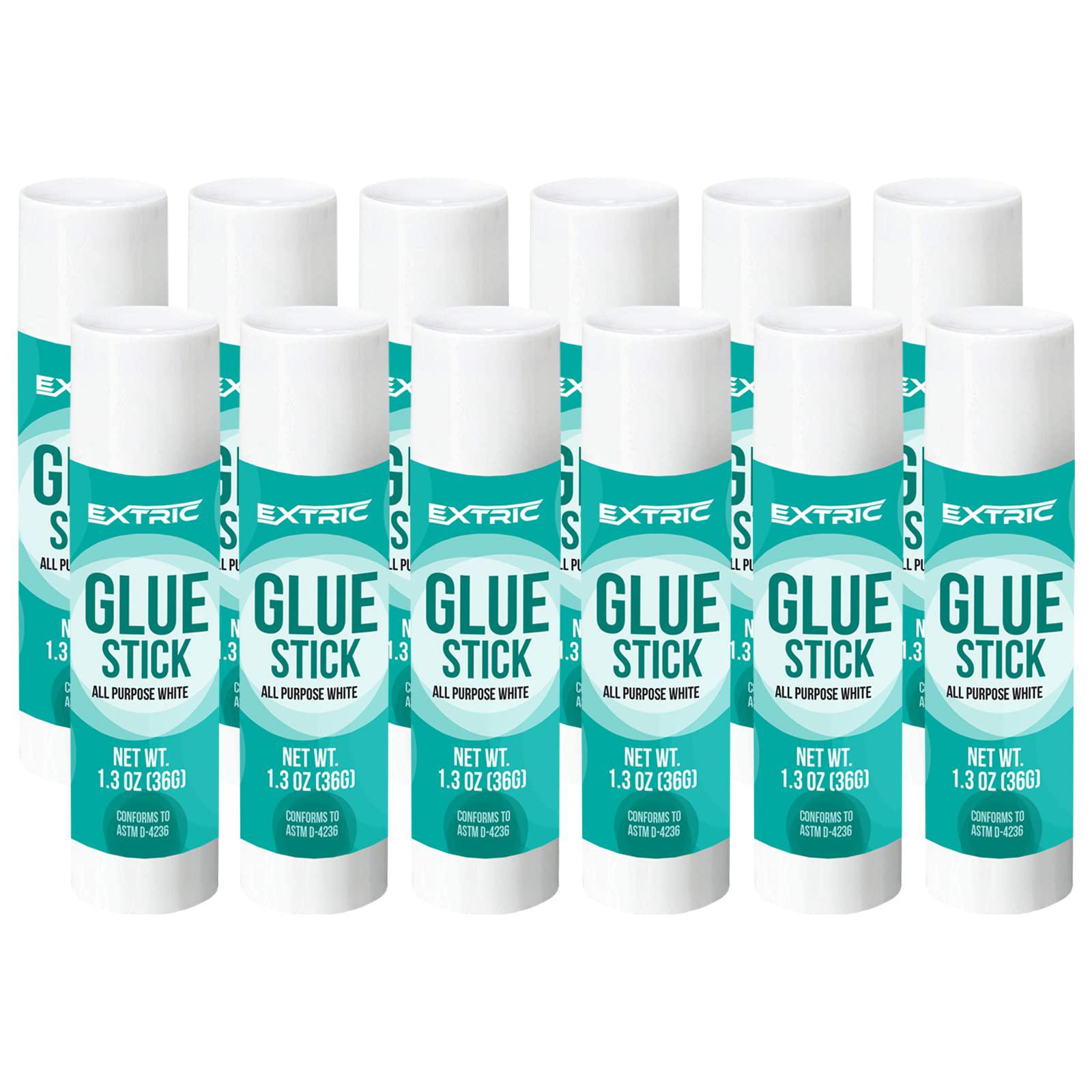 EXTRIc glue sticks 1.3 ounce - 12 count glue stick, all purpose white glue  sticks for kids, washable glue sticks bulk - large glue s