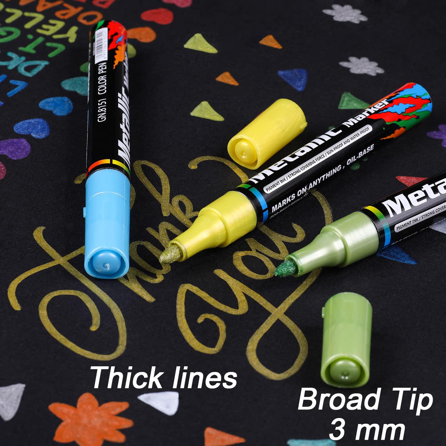 Dyvicl dyvicl metallic markers paint markers, broad tip paint pens for  rocks, halloween pumpkin, wood, fabric, glass, ceramics, meta