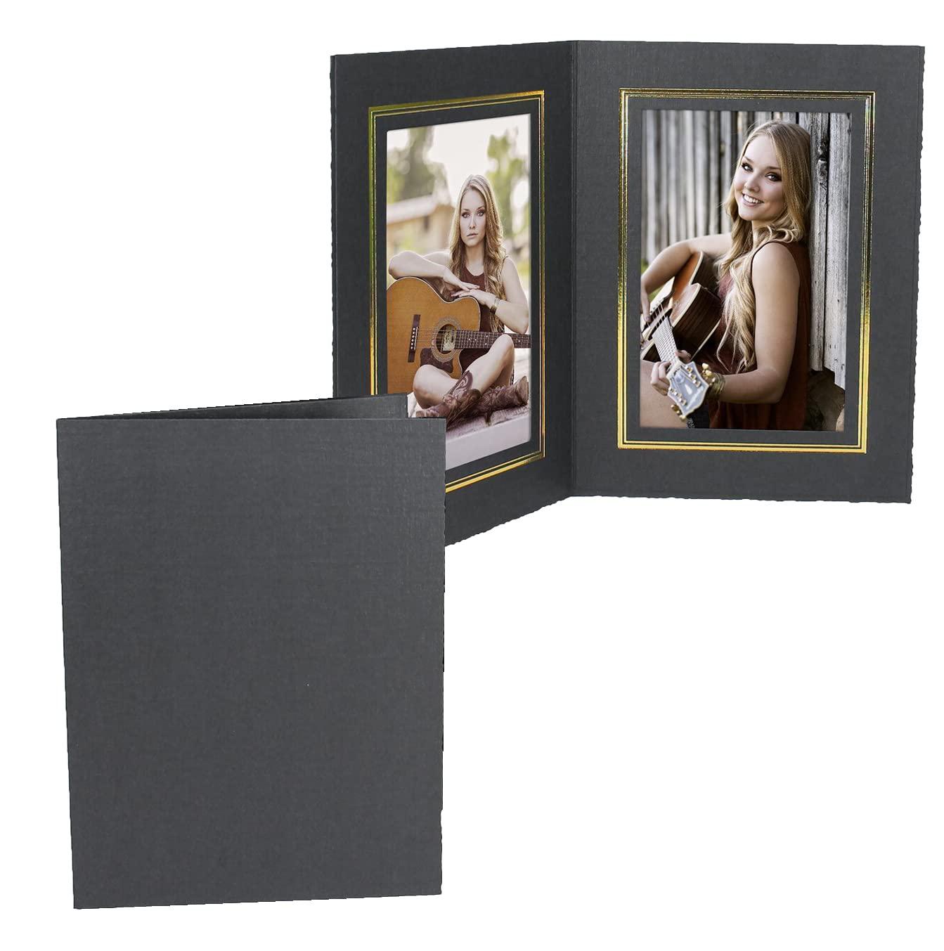 Studio Style By Collectors Gallery black cardboard double photo folder frame/gold foil border sold in 25s - 4x6
