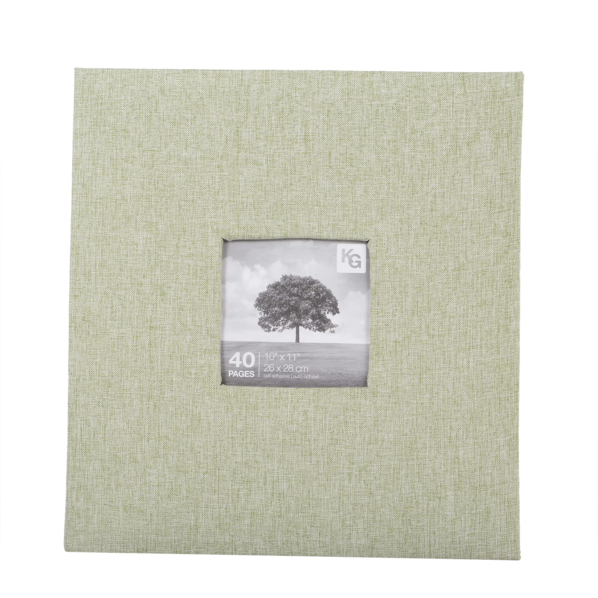 kiera grace self-adhesive linen photo album & scrapbook, 1.57"l x 11.42w x 10.63"h, green